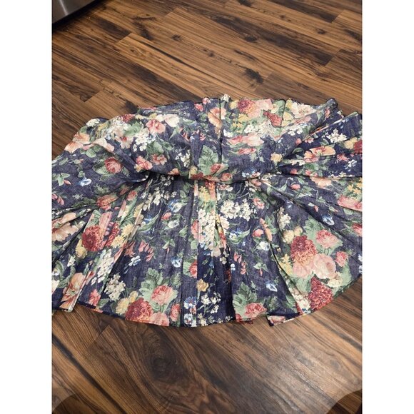 Phoebe VTG Floral Maxi Dress 14 USA Made Navy Cottagecore Drop Waist Textured - Picture 5 of 15